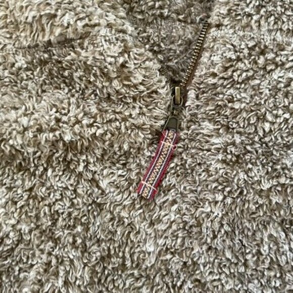 Alpine Sherpa Putty Brown Fuzzy 1/4 Zip Pullover Jacket Women’s Size Large - Picture 4 of 8